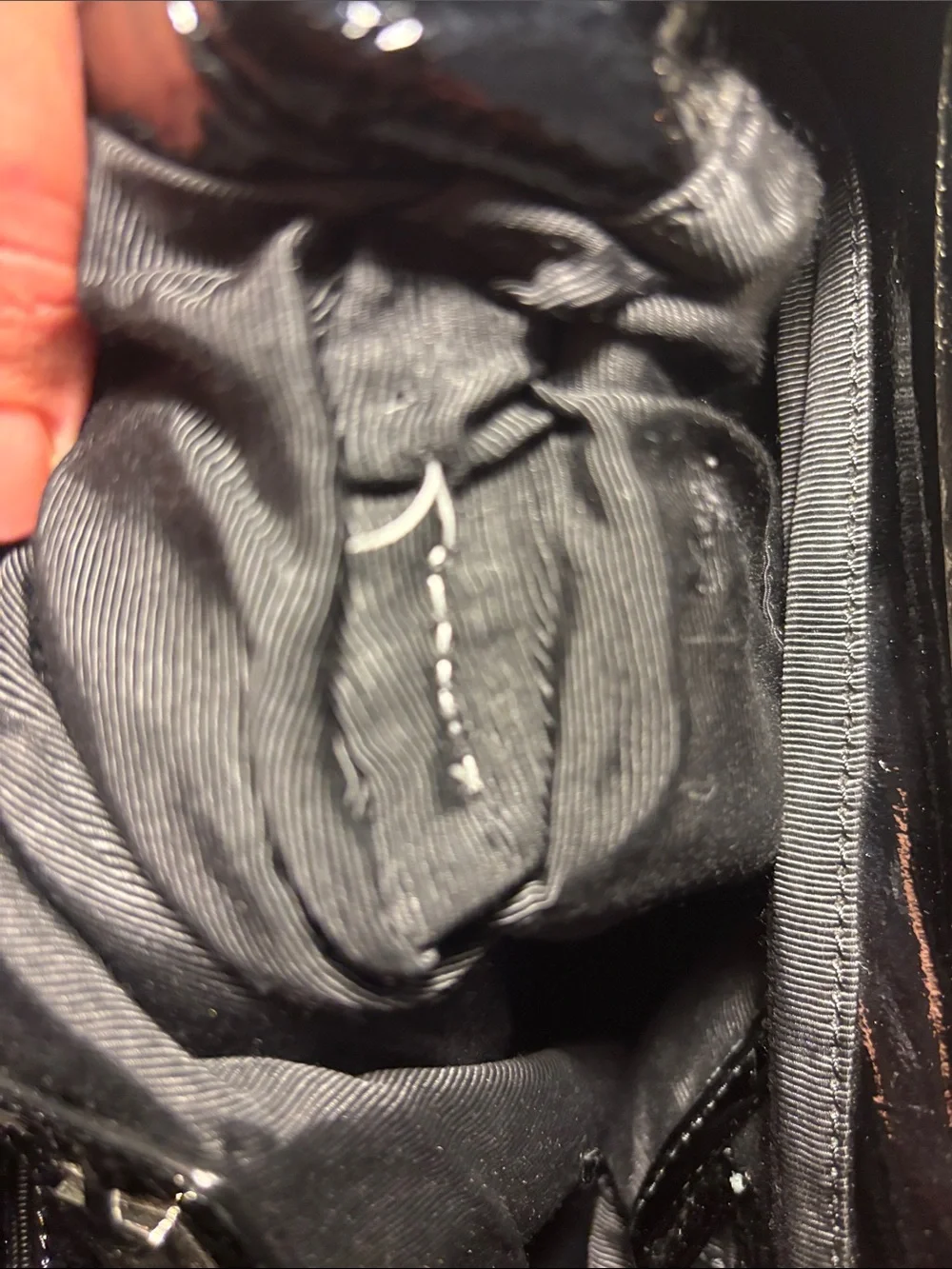 Badgley Mischka Black Crinkled Patent Leather 2Way Foldover Clutch Tote w/ Strap